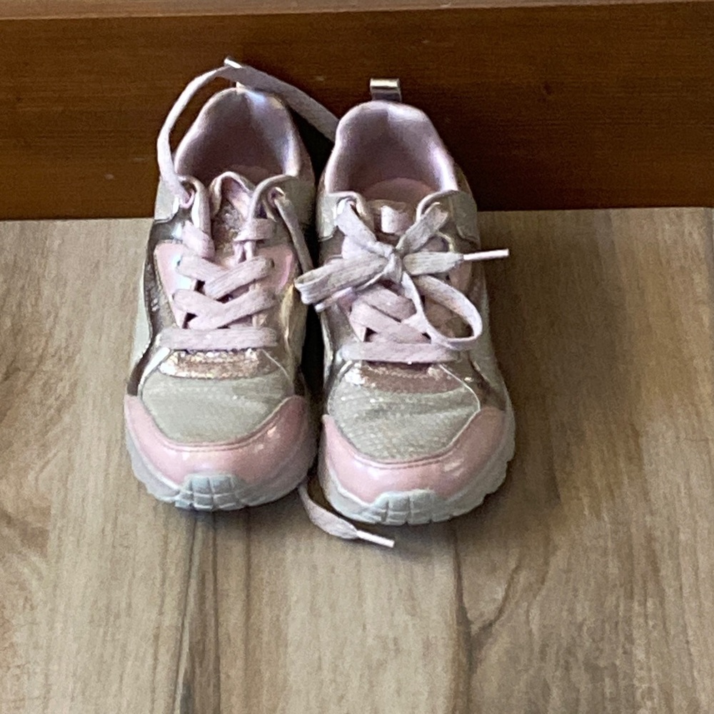 Skechers Kids Pink and Silver Sneakers